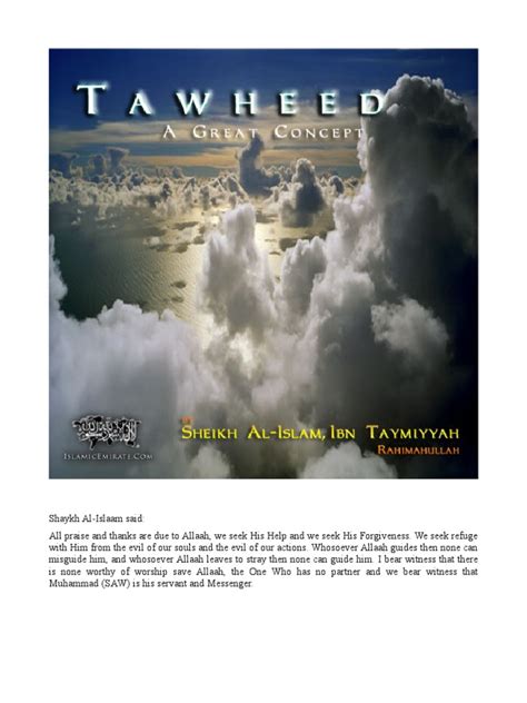 Tawheed - A Great Principle - Ibn Taymiyyah | PDF | Prophets And Messengers In Islam | Ummah