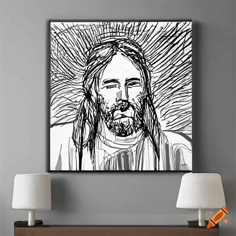 Minimalist abstract christian wall art of jesus