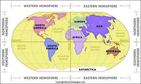 World Map with Equator, Countries, and Prime Meridian