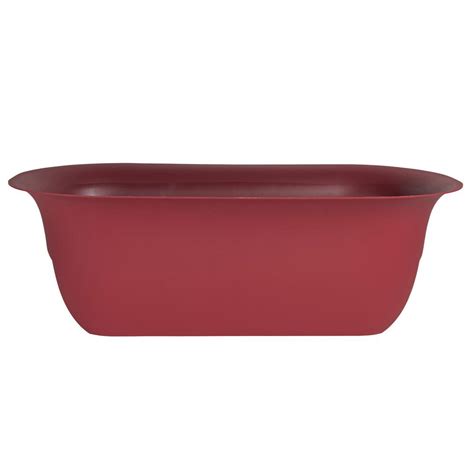 Bloem Modica 26 in. x 8.75 in. Burnt Red Plastic Deck Rail Planter ...