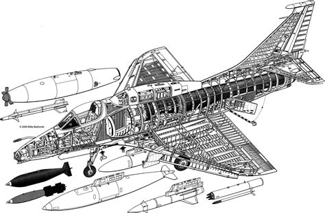 Douglas A-4 Skyhawk Cutaway Drawing in High quality