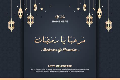 Islamic Banner with Ramadan Greetings and Arabic Text 6718893 Vector ...