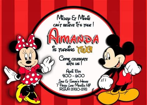 Mickey and Minnie Mouse Birthday Invitations | FREE Printable Birthday Invitation Templates ...