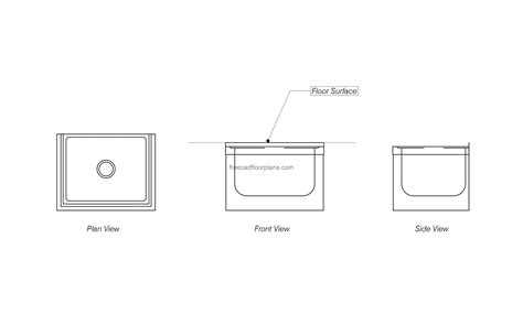 Floor Mop Sink - Free CAD Drawings
