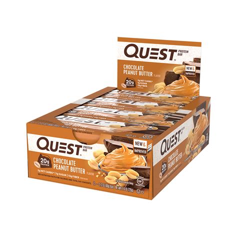 Quest Nutrition Chocolate Peanut Butter Protein Bar, High Protein, Low Carb, Gluten Free, Keto ...