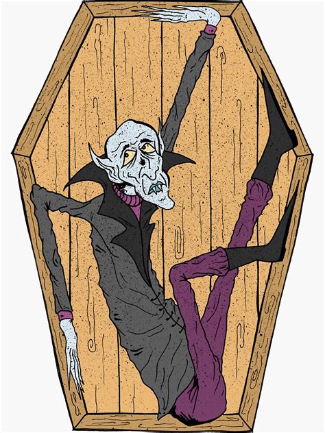 "Nosferatu the Vampire in Coffin" Sticker by AwfulWaflePress | Redbubble