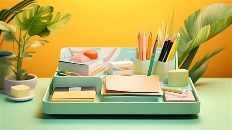 Premium AI Image | A wellorganized desk with stationary and a touch of nature