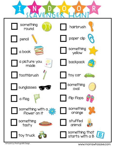 Indoor Scavenger Hunt Printable