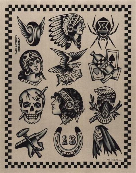 BIKER TATTOO FLASH – SPEED Traditional Tattoo Flash Sheets, Traditional ...