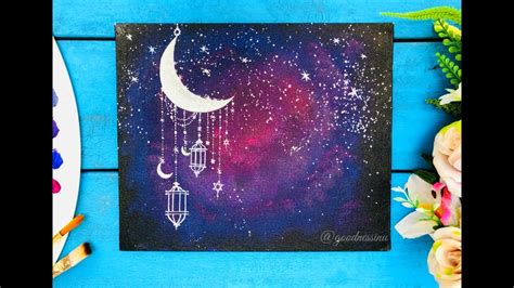 Simple Galaxy Moon light Painting using easy techniques of colouring ...