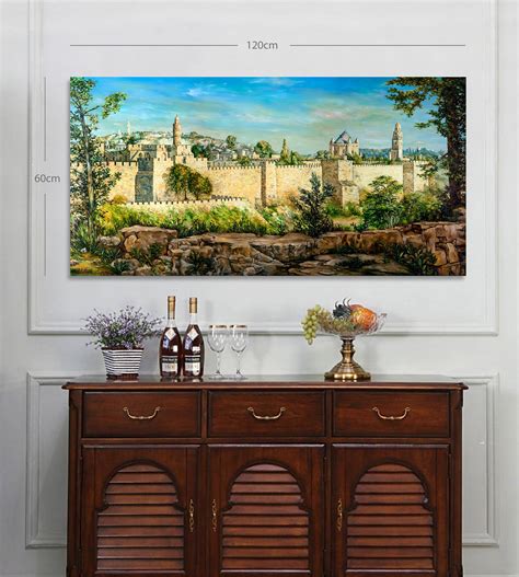 Jerusalem Wall/jerusalem Landscape/realistic Judaica Wall Art/jewish Art/realism Fine Art/canvas ...