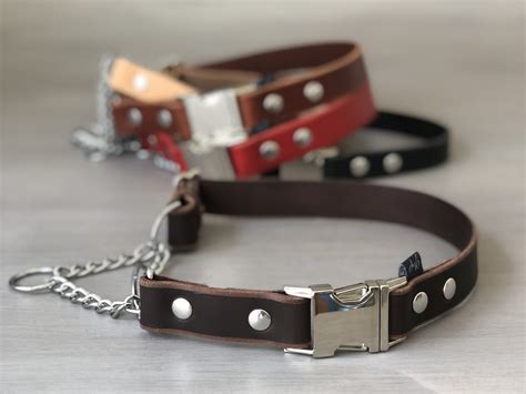 Adjustable Leather Martingale Dog Collar with Quick Release Buckle ...