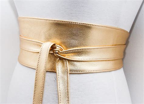 Gold genuine leather obi belt perfect as a bridal belt and statement ...