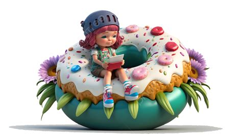 Girl 3d Donut Cartoon Gourmet, Cartoon Girl, Donuts, Cartoon Doughnuts ...