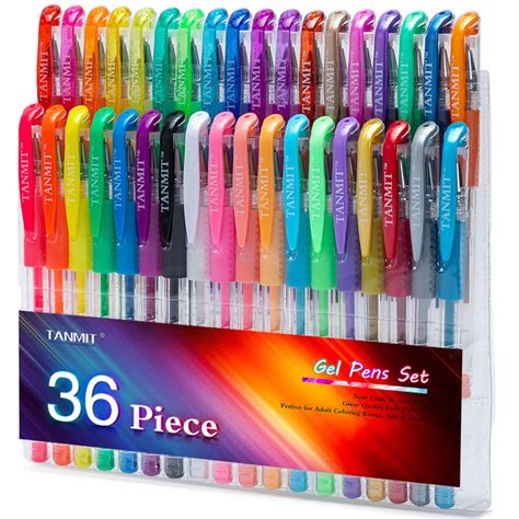 Tanmit Gel Pens Set Colored Pen Fine Point Art Marker Pen 36 Unique Colors for Adult Coloring ...