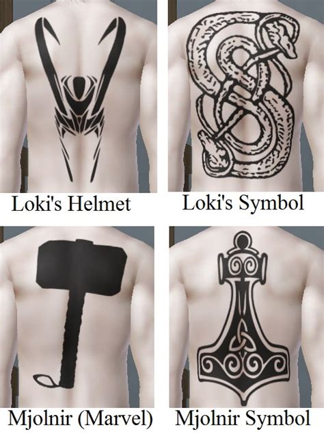 Mod The Sims - Norse Gods Tattoos - Loki & Thor