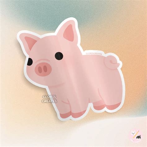 Pink Pig Waterproof Vinyl Sticker Kawaii Chibi Petting Zoo - Etsy