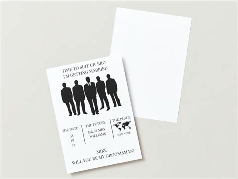 Groomsman Proposal Card Template, Groomsman Info Card Template Editable ...