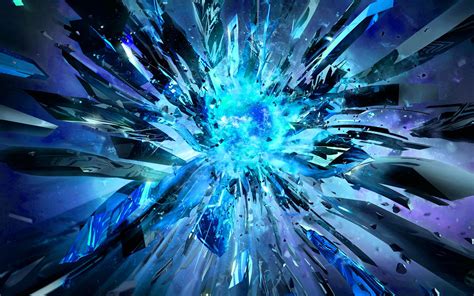 Download Explosion Blue Abstract Glass HD Wallpaper