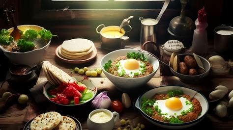 Premium AI Image | fresh Delicious Arabian Breakfast