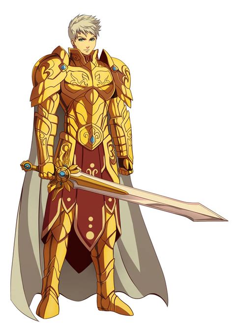 Paladino RPG Anime Guerreiro Dourado Tormenta Fantasia Fanart Armadura de Ouro Golden Armor ...