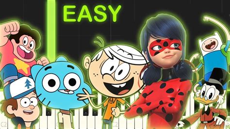 10 CARTOONS THEMES - EASY Piano Tutorial - YouTube