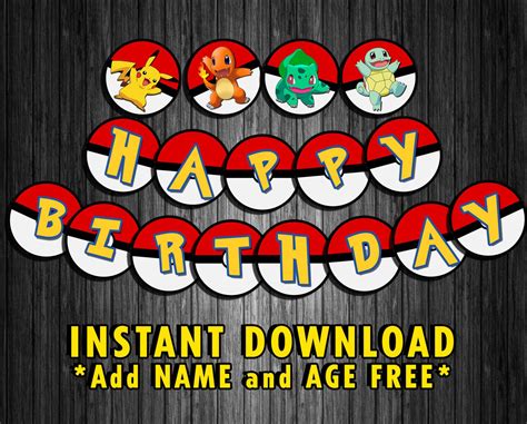 Pokemon Happy Birthday Banner Free Printable Ok Color - vrogue.co