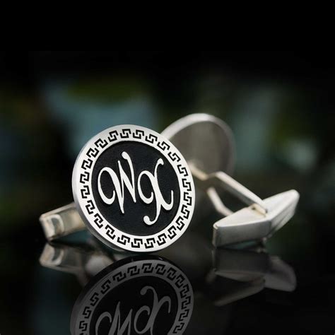 Custom Design Handmade Silver With Motifs Round Cufflinks