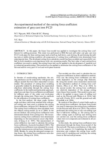 (PDF) An experimental method of the cutting force coefficient ...