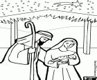 Scene of the Nativity of Jesus coloring page printable game