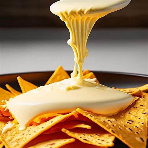 Premium AI Image | Spooning melted cheese over crispy nachos