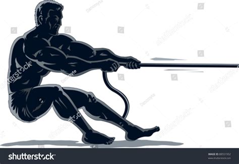 Outline Strongman Pulling Rope Stock Vector 88551952 - Shutterstock