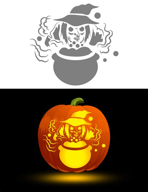 Witch Cauldron Pumpkin Stencil