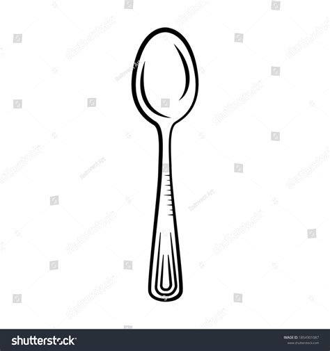 Spoon Outline Printable Vector Illustration: เวกเตอร์สต็อก (ปลอดค่าลิขสิทธิ์) 1854301087 ...