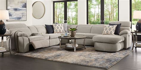 Crescent Place Gray 6 Pc Power Reclining Sleeper Sectional - Rooms To Go