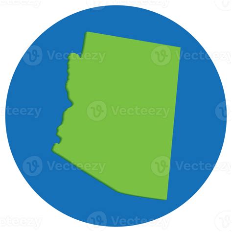 Arizona state map in globe shape green with blue circle color. US state ...