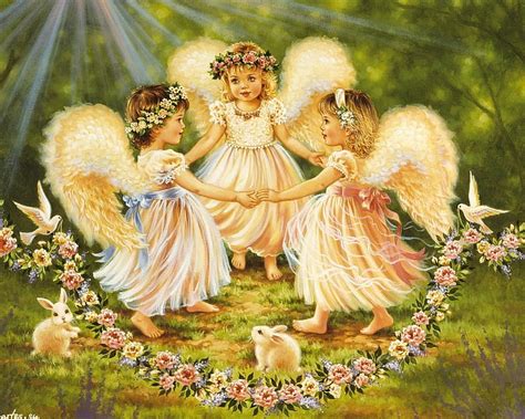 Dancing angels, flowers, angel girls, fantasy, wings, HD wallpaper | Peakpx