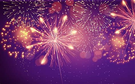 Download wallpapers Fireworks on a purple background, Background with ...