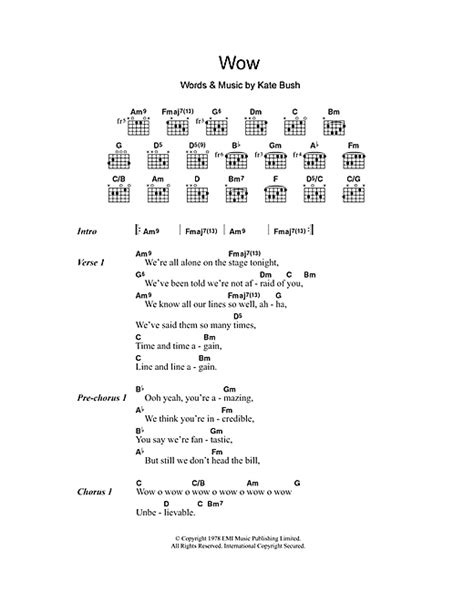 Kate Bush "Wow" Sheet Music Notes | Download Printable PDF Score 108859