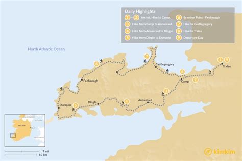 Map of Hiking the Dingle Way - 8 Days in 2022 | Hiking, Stay the night ...