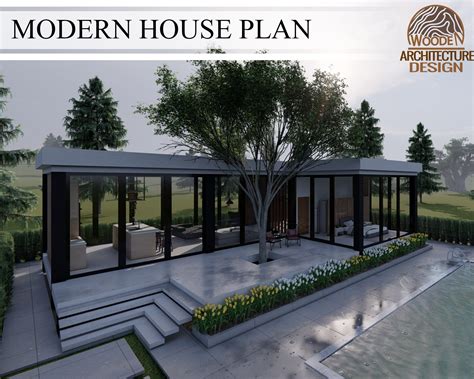 Modern Glass House Plan 1670 sq.ft (35'-8'' x 47'-6'') 155 sq.mt (10m x 14.5m) These plans were ...