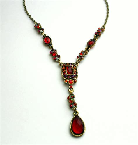 Vintage Avon Gold Tone Rhinestone Necklace Garnet Necklace | Etsy