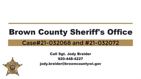 Brown County Sheriff's Office Case #21-032068 & #21-032072 - YouTube