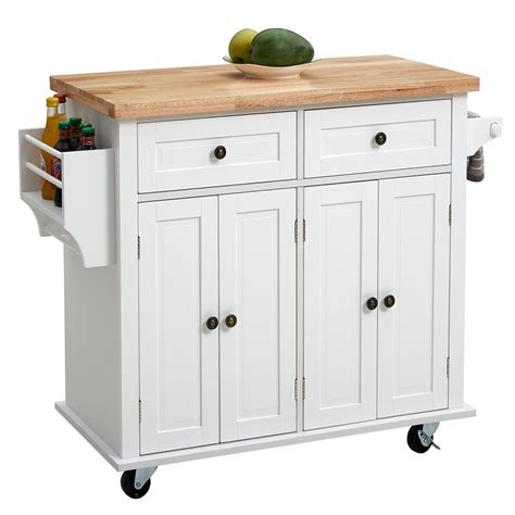 Buy Kitchen Island on Wheels with Storage, White Rolling Kitchen Island Cart with Drawers and ...