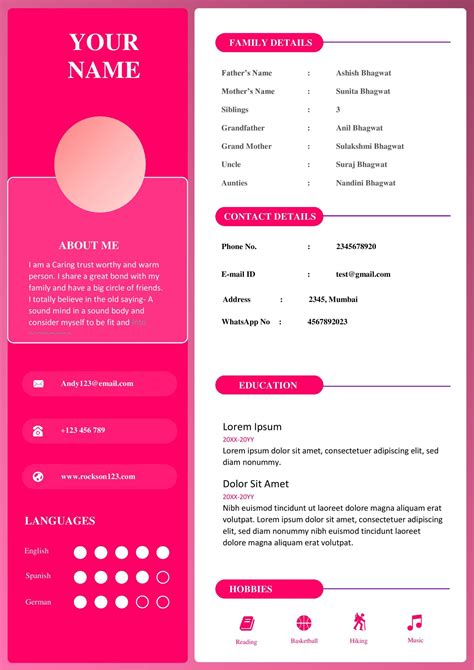 (modern Bio-data Format For Marriage Free Download In Word) Full Size C38