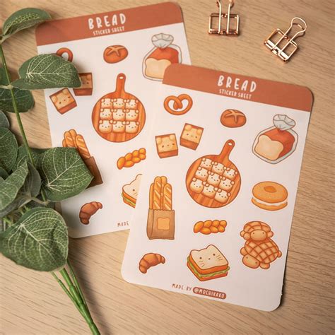 Cute Bread Themed Sticker Sheet Handmade Stickers Kawaii | Etsy