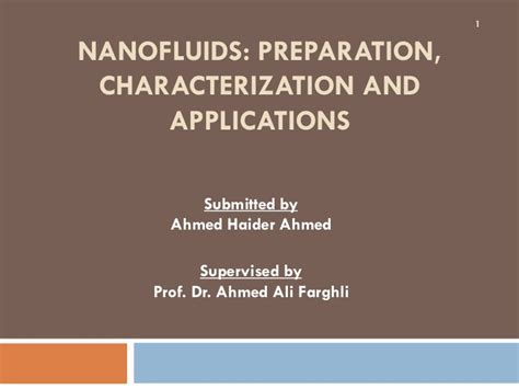 Nanofluids: preparation, characterization and applications