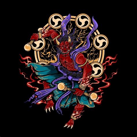 Premium Vector | Raijin Fujin Devil Japanese Vector Illustration