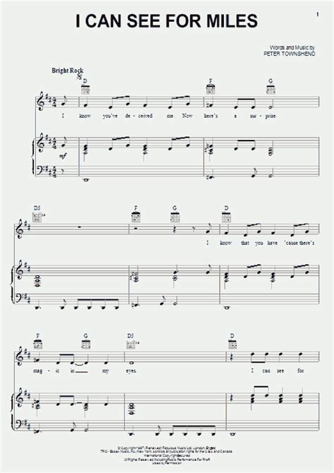 I Can See For Miles Piano Sheet Music | OnlinePianist