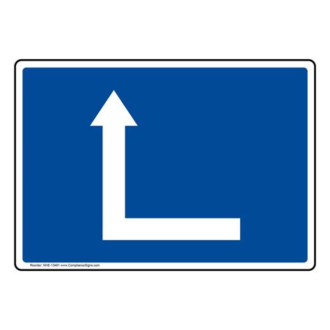 90 Degree Left Directional Arrow White on Blue Sign NHE-13481